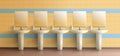 Public toilet interior realistic vector mock-up