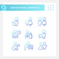 Public toilet rooms signs pixel perfect gradient linear vector icons set Royalty Free Stock Photo