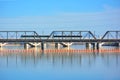 Public Transit Light Rail Train Crossing Bridge over Water