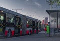 Public transport bus in capital in sunrise color morning in Prague CZ 2023 09 29