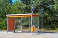 A public transport bus stop in Ostrowiec in the forest . Royalty Free Stock Photo