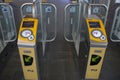 Public transport check in / out gates at central station