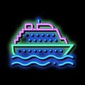 Public Transport Ferry neon glow icon illustration