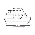 Public Transport ferry and ship Vector Line Icons. Traffic symbol Editable Stroke and travel