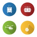 Public transport flat design long shadow glyph icons set Royalty Free Stock Photo