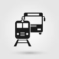 Public transport icon. Train and bus design illustration for city transportation concept Royalty Free Stock Photo