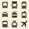 Public transport icons isolated on white background