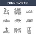 9 public transport icons pack. trendy public transport icons on white background. thin outline line icons such as mobile, minibus Royalty Free Stock Photo