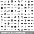 100 public transport icons set, simple style Royalty Free Stock Photo