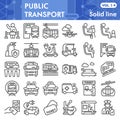 Public transport line icon set, Traffic symbols collection or sketches. Passenger and public transportation linear style Royalty Free Stock Photo