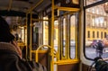 Public transport in the old part of the city. inside view Royalty Free Stock Photo