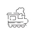 Public Transport steam locomotive Vector Line Icons. Traffic symbol Editable Stroke and travel