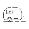 Public transport vehicles caravan vector line icon. Traffic symbol and travel Royalty Free Stock Photo