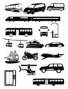 Public transport vehicles icons set