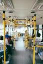 Public transportation. Blur image of interior of modern city bus Royalty Free Stock Photo