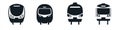 Public transportation is commonly symbolized through the use of a modern train icon, along with rail signs and trams Royalty Free Stock Photo