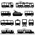 Public transportation icon set Royalty Free Stock Photo