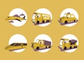 Public transportation icon set. Royalty Free Stock Photo