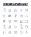 Public transportation line icons collection. Remote, Virtual, Telecommute, Freelance, Online, Digital, Telework vector