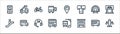 public transportation line icons. linear set. quality vector line set such as airplane, bus stop, double decker bus, escalator,
