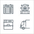 public transportation line icons. linear set. quality vector line set such as delivery truck, info, train station Royalty Free Stock Photo