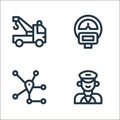 public transportation line icons. linear set. quality vector line set such as driver, route, parking meter Royalty Free Stock Photo