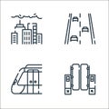 public transportation line icons. linear set. quality vector line set such as gateway, subway, road