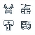 public transportation line icons. linear set. quality vector line set such as train, cit card, cable car Royalty Free Stock Photo