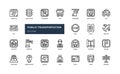 public transportation mass transport for passenger and road sign detailed outline line icon set Royalty Free Stock Photo