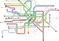 Public transportation plan, subway, busses, tram map of a large city,fictional vector art, public transport mock up free copy Royalty Free Stock Photo