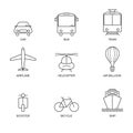 Public transportation related icons. Thin vector icon set black and white design Royalty Free Stock Photo