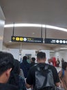 Public Transportation sign in Jakarta Indonesia Mass Rapid Train Light Rapid Busway no busy hour