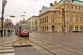 Public transportation with tram near Vienna State Opera, Austria