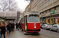 Public transportation with tram near Vienna State Opera, Austria