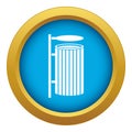 Public trash can icon blue vector isolated