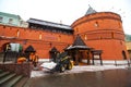 Public utilities clean the snow with a small excavator