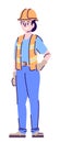 Public utility worker semi flat RGB color vector illustration