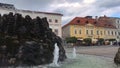 Public water fountain closeup in main square in Banska Bystrica, Slovakia.