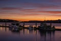 Public waterfront dock at Sunset Royalty Free Stock Photo