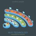 Public Wi-Fi zone wireless connection icon flat 3d isometric