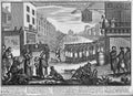 Publicans and a beggar following the coffin of Madam Geneva