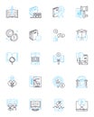 Publicity linear icons set. Exposure, Promote, Coverage, Awareness, Attention, Visibility, Recognition line vector and