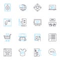 Publicity stunt linear icons set. Promotion, Spectacle, Media, Attention, Drama, Publicity, Gimmick line vector and