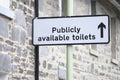 Publicly available toilets for the public sign