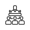 Black line icon for Publicly, speaker and delegate