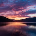 Publish Breathtaking sunset paints the sky with vibrant colors over the lake Royalty Free Stock Photo