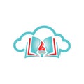 Online education logo concept. Torch and cloud icon.