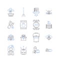 Publishing industry line icons collection. Manuscript, Editor, Printer, Copyright, Typesetting, ISBN, Distribution