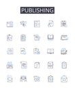 Publishing line icons collection. Printing press, Bookmaking, Magazine creation, Article releasing, Report production Royalty Free Stock Photo