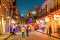 Pubs and bars with neon lights in the French Quarter, downtown New Orleans Royalty Free Stock Photo